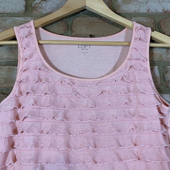 Loft Petites - Ruffled Tank Blouse - Size SP - Pink - Picture 4 of 7